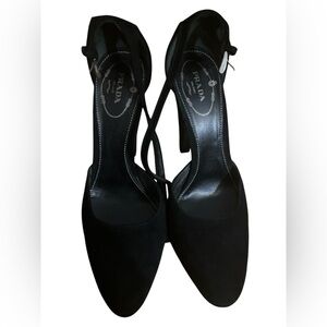 Black suede Prada heels